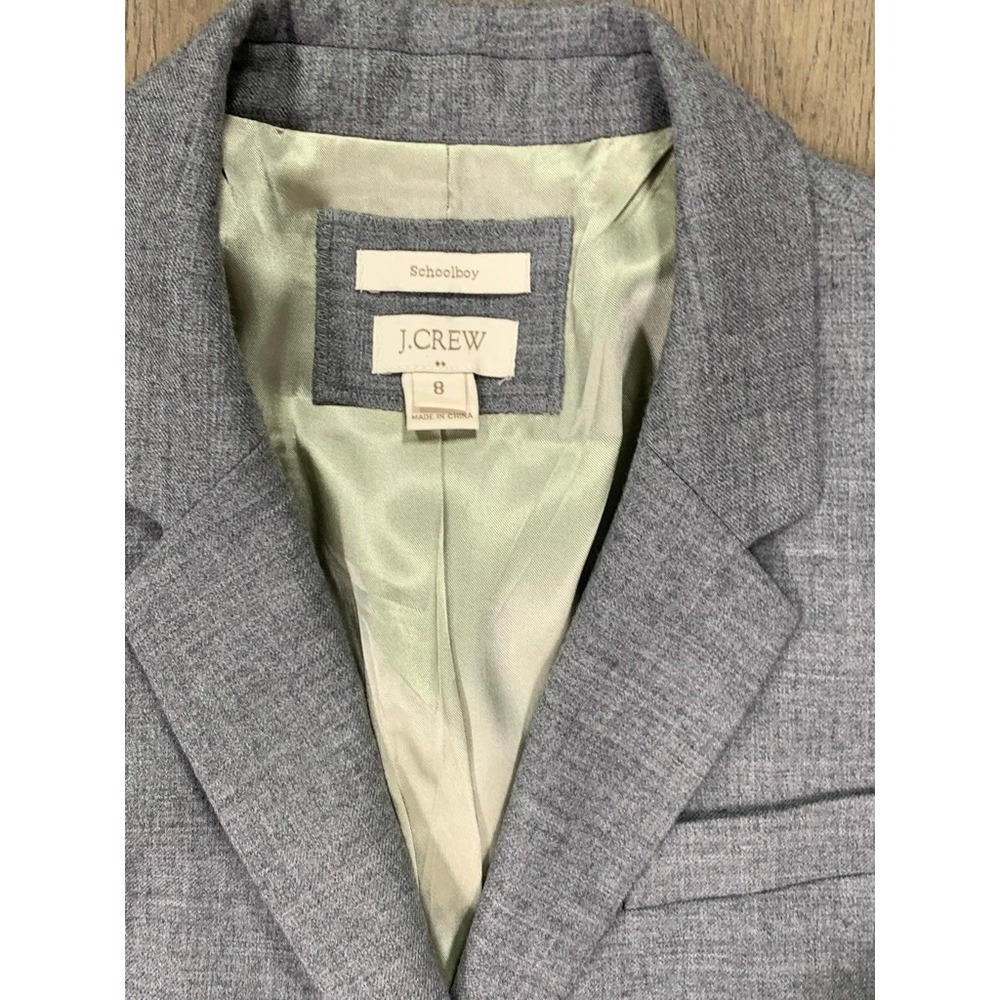 J.Crew Schoolboy Blazer Gray Wool Blend Gold Crest Button Jacket 92480 Size 8 - Picture 5 of 11